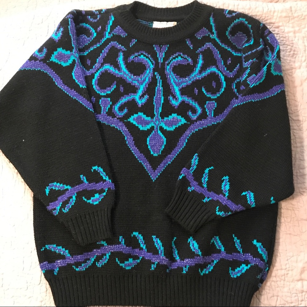 Vintage 80s -90s sweater, glitter retro